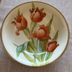 Floral Bavarian Decorative Bowl coral Tulip Design